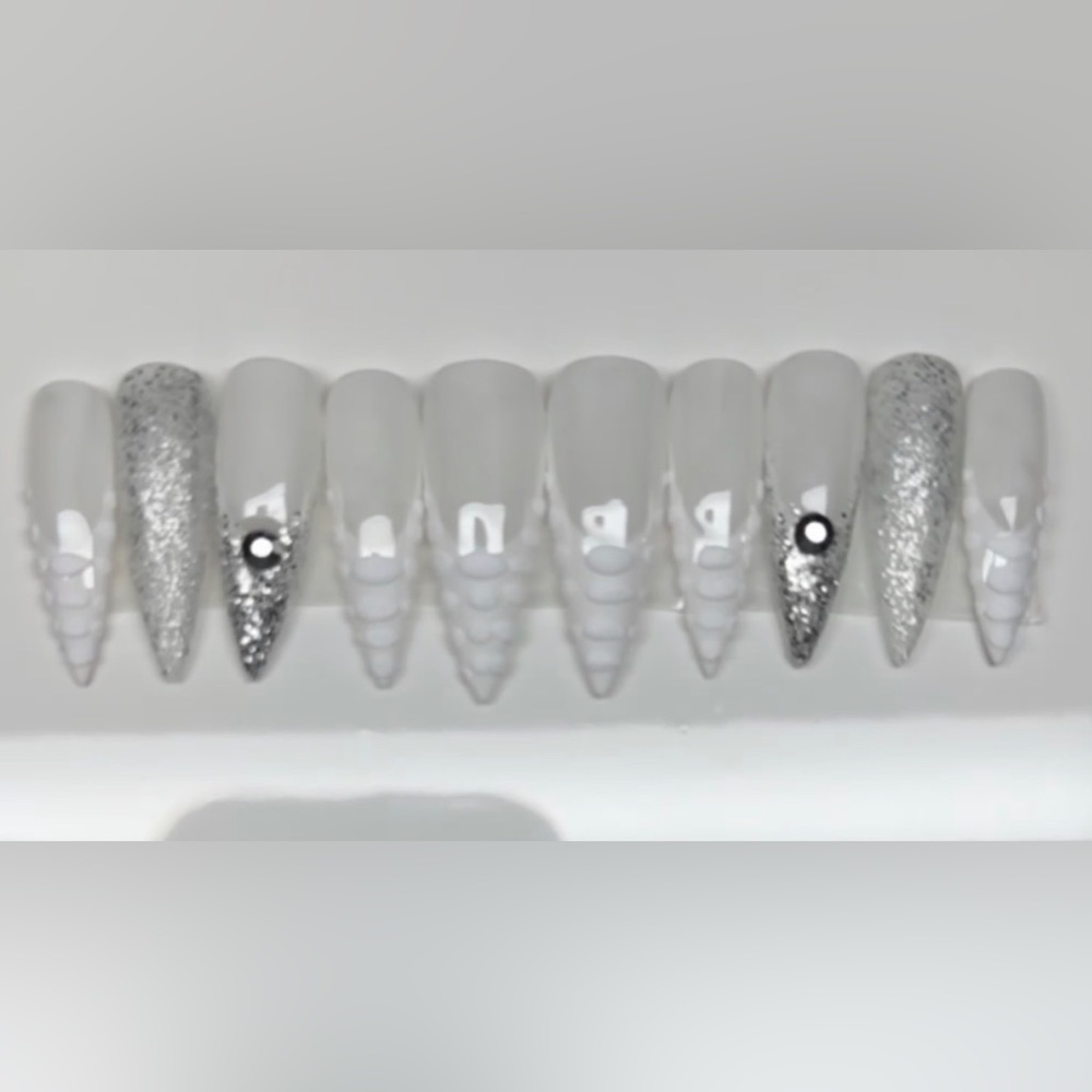 White croc/French press on nails